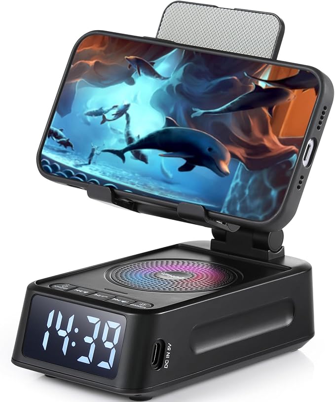 Phone Stand with Bluetooth Speaker Clock