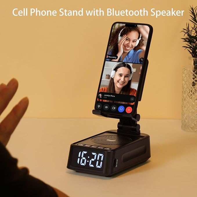 Phone Stand with Bluetooth Speaker Clock