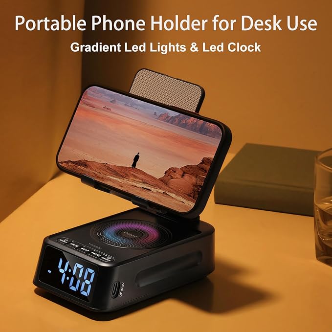 Phone Stand with Bluetooth Speaker Clock