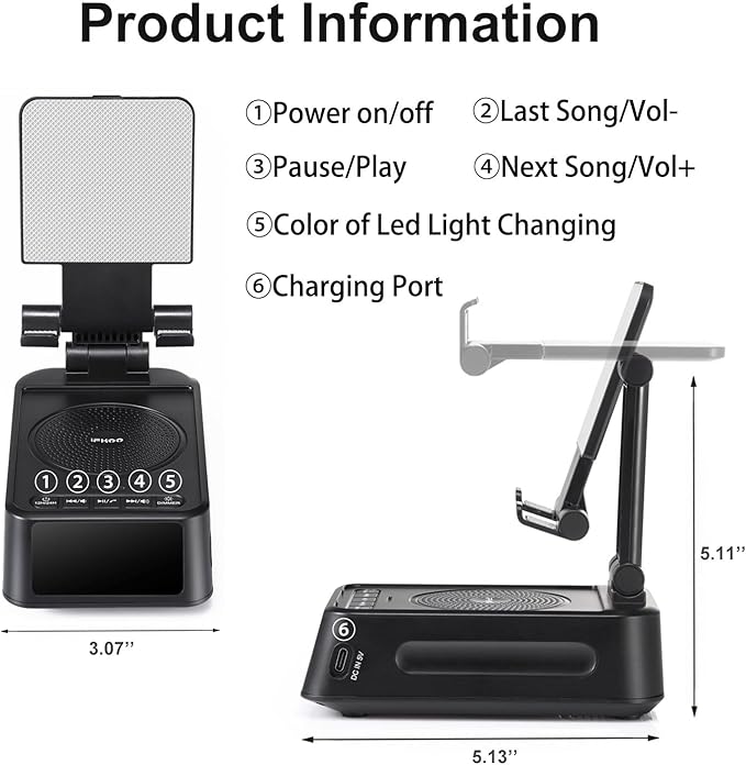 Phone Stand with Bluetooth Speaker Clock