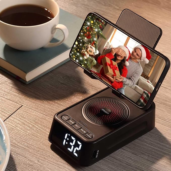Phone Stand with Bluetooth Speaker Clock